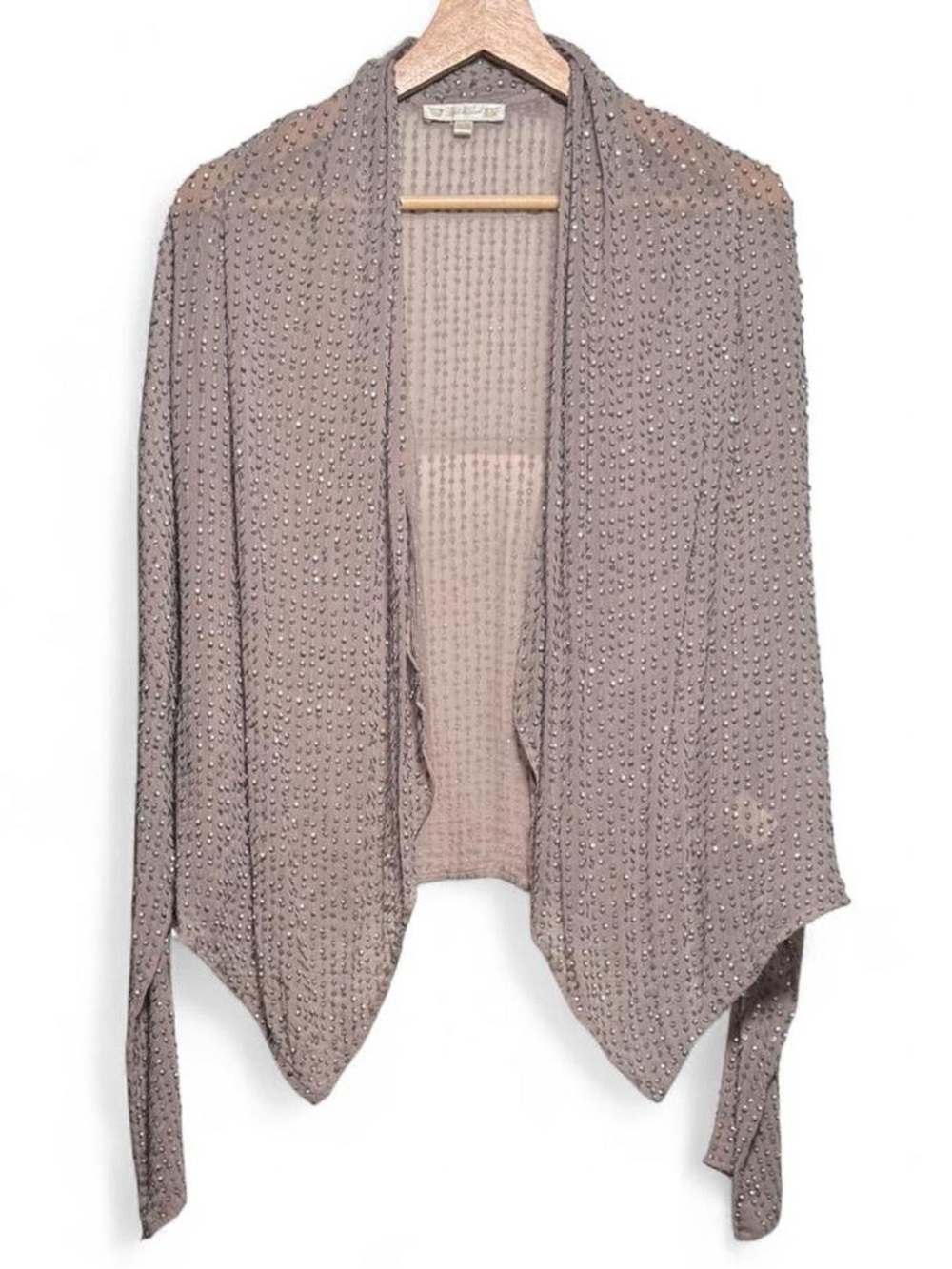 Y2K Sequinned Loose Fit Shawl Sparkly Batwing Neutral Nude Small Gold Hawk